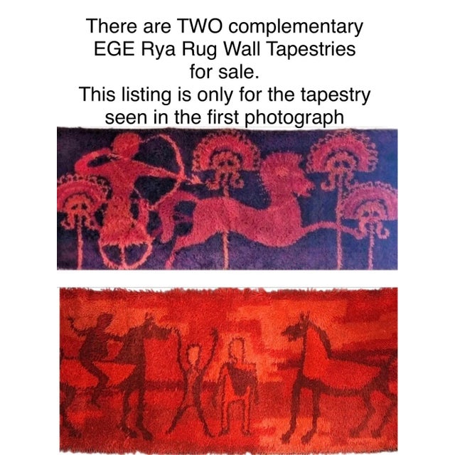 Sale! 60s Vintage Ege Rya Rug Wool Danish Modern Cubist Etruscan Horses & Riders Textile Art Wall Hanging For Sale - Image 9 of 12