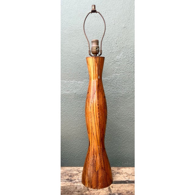 Chocolate Vintage Turned Wood Lamp For Sale - Image 8 of 12