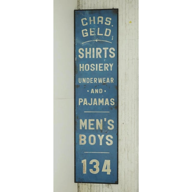 Large Chas. Geld Clothing Aluminum Marty Supreme Movie Prop Double Sided Sign For Sale - Image 4 of 10