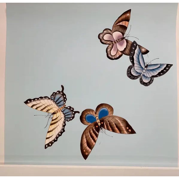 1: Commodity: Butterfly Wallpaper in blue Ground Color 2: Handicrafts: Premium Fine Art Printed 3: WallpaperMaterial:...