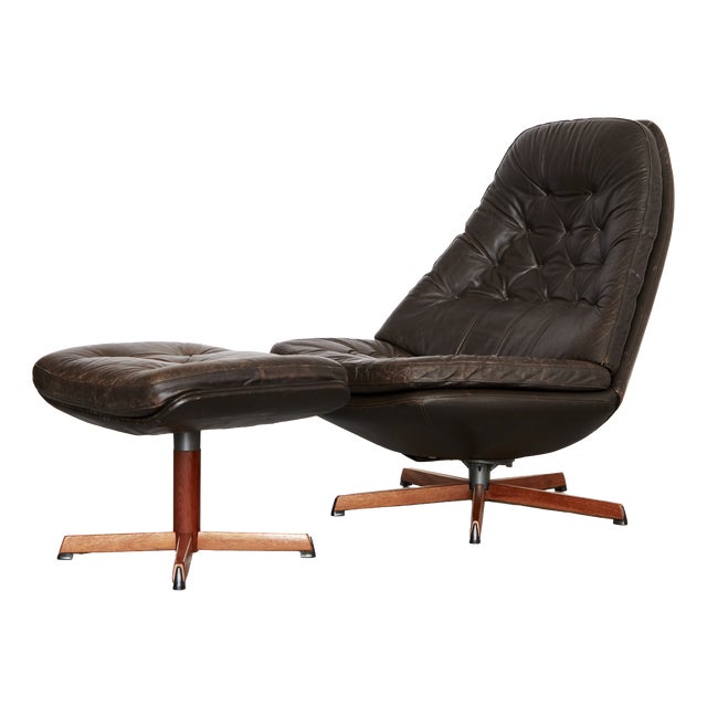 Set of MS-68 Swivel Lounge Chair and Ottoman from Madsen & Schübell, 1960s For Sale