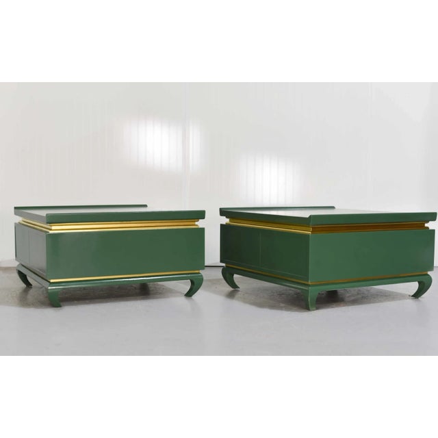 Vintage Chin Hua Ming Tables in Green and Gold - Newly Painted For Sale In Chicago - Image 6 of 12