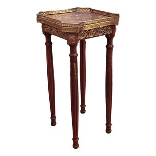 Antique French Side Table with Marble Top and Ormolu Mounts For Sale