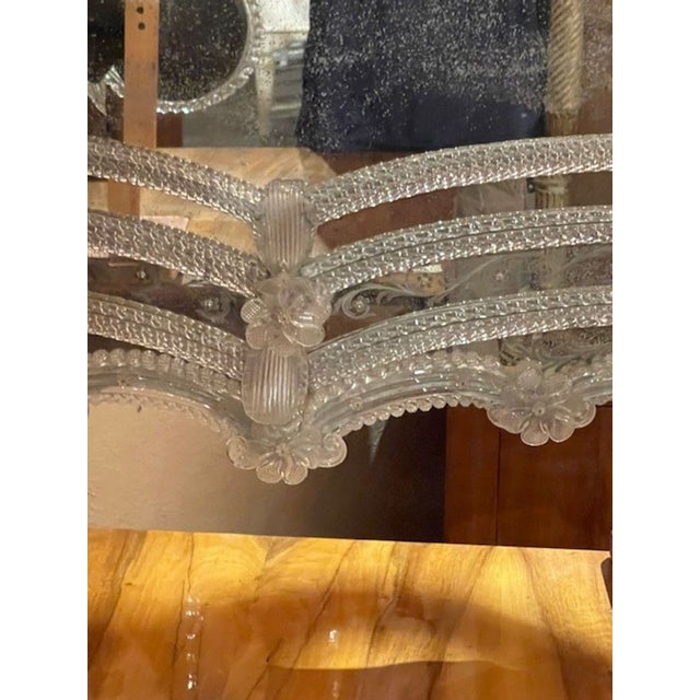 Glass Antique Venetian Etched Glass Mirror For Sale - Image 7 of 9