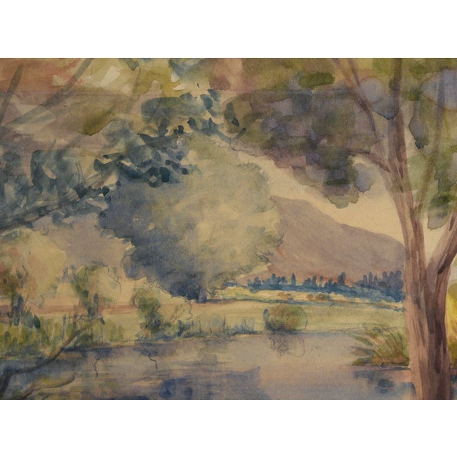 California Lake Landscape Original Watercolor on Paper by Donna Schuster For Sale - Image 4 of 7