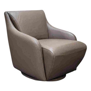 W. Schillig Leather Nikki Swivel Lounge Chair For Sale