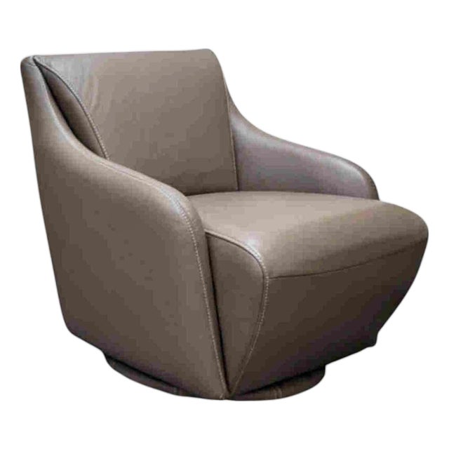 W. Schillig Leather Nikki Swivel Lounge Chair For Sale