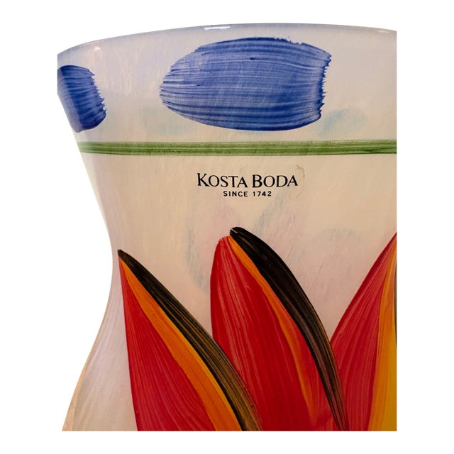 Kosta Boda Tulip Vase Hand Painted From Sweden For Sale