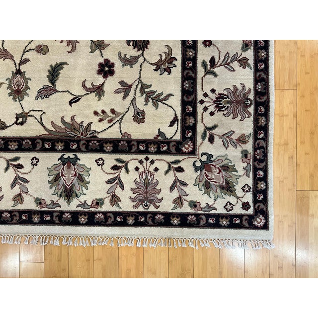 Tabriz Style Wool Rug in Ivory and Charcoal 9x12 For Sale - Image 4 of 10