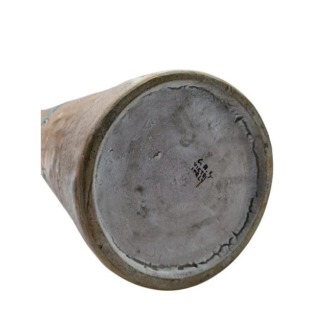 Ceramic Glazed Terracotta Vase Decorated with Treatral Motifs from C.A.S. Vietri, Italy 1950s For Sale - Image 7 of 9