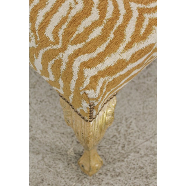 Newly Upholstered Modern Print Ball & Claw Ottoman For Sale - Image 9 of 12