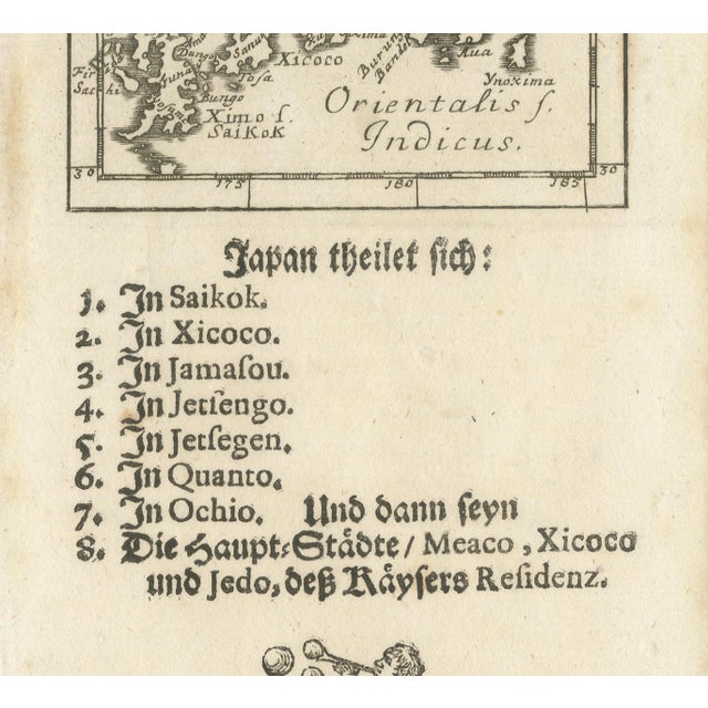 Mallet Miniature Map of Japan Iaponia with German Text, 1683 For Sale - Image 4 of 9