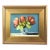 Colorful Red Bouquet of Flowers in Vase Oil Painting Including the Antiqued Gold Wood Frame For Sale