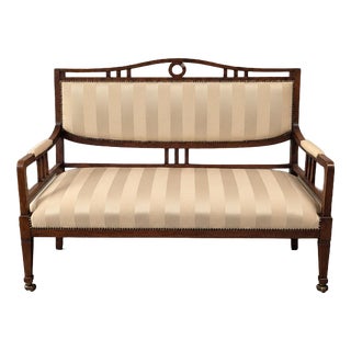 Antique Empire Directoire Mahogany Settee, 1920s For Sale