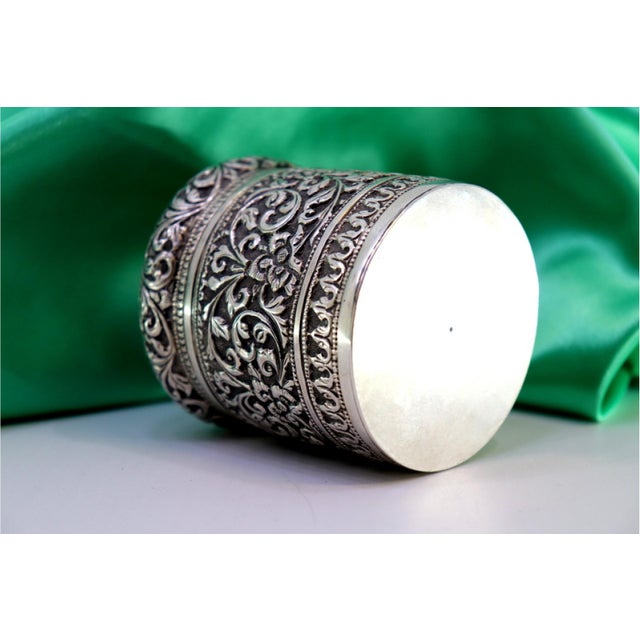 Silver Pot with Floral Reliefs and Monogram Plaque on the Removable Lid For Sale - Image 5 of 9
