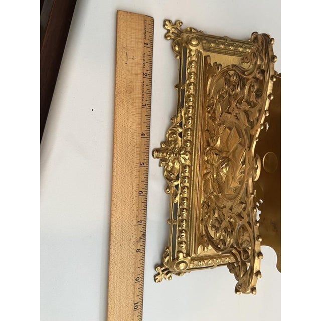 Antique Gilt Bronze Letter Holder Desk Accessory Child Boy Holding Envelops For Sale - Image 10 of 14