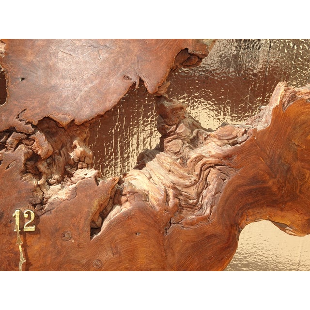 Vintage Live Edge Burl Redwood Wall Clock For Sale - Image 9 of 15