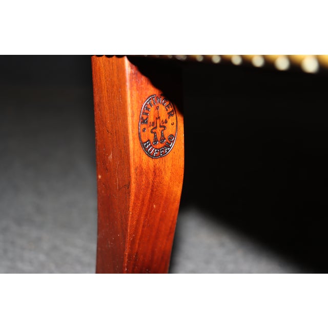 Wood Leather Kittinger Chippendale Wingback Chair For Sale - Image 7 of 13