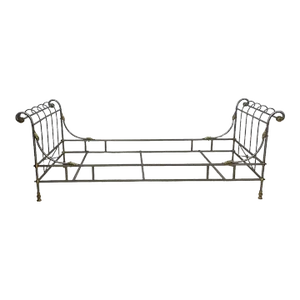 Vintage French Daybed Steel and Brass in the Manner of Maison Jansen