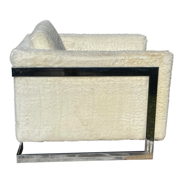 Mid-Century Modern Mid Century Chrome and Upholstered Club Chair After Milo Baughman For Sale - Image 3 of 8