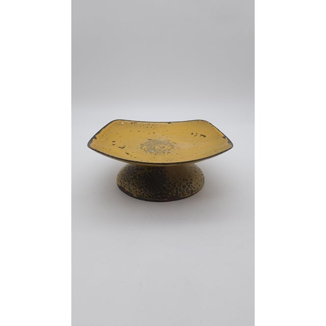 Metal Mid 20th Century Mid-Century Modern Brutalist Enamel Pedestal Dish For Sale - Image 7 of 12