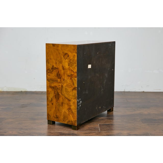 1940s Italian Walnut Commode with Elaborate Grain Patterns and Brass Hardware For Sale - Image 10 of 12