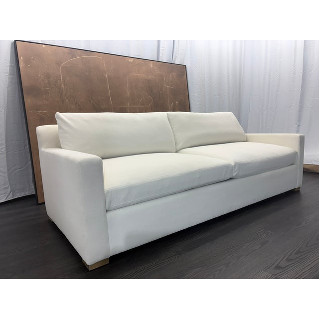 Rh Belgian Track Arm 2-Cushion Sofa – 8' Luxe Depth Natural Performance Linen Weave | Down-Feather Fill For Sale - Image 14 of 18