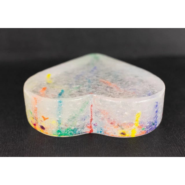 Glass Vintage Confetti Heart of Glass Paper Weight For Sale - Image 7 of 9
