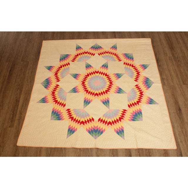 Vintage 'Broken Star' Pattern Quilt For Sale - Image 9 of 13