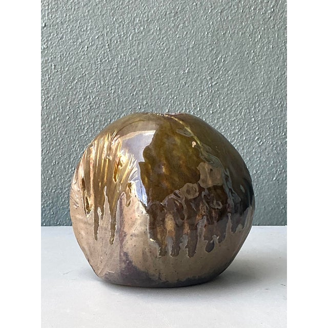 Vintage Glazed Ceramic Vase For Sale In West Palm - Image 6 of 12