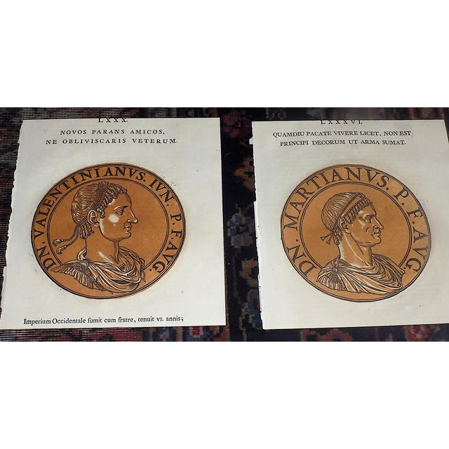Early 18th Century Authentic Antique Early 18th C. Hubert Goltzius Chiaroscuro Color Woodcut Portraits of Roman Emperors -- Set of 12 For Sale - Image 5 of 9