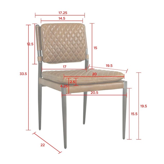 Pasargad Home Capri Top Grain Leather Dining Chair For Sale - Image 9 of 9