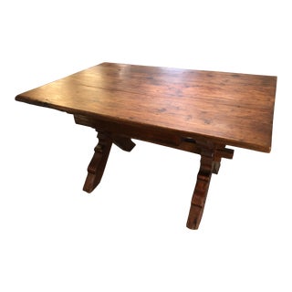 Rustic Vintage Oak Desk or Small Dining Table With Drawer For Sale