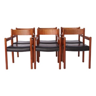 Vintage Danish Teak Armchairs, 1960s, Set of 6 For Sale