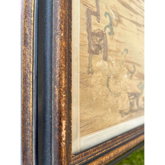 Antique Chinese Silk Embroidery Panels Framed For Sale - Image 13 of 14