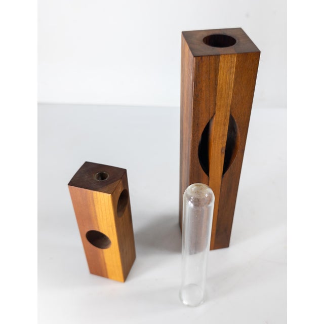 Mid-Century Modern Black Walnut Flower Bud Vases For Sale - Image 10 of 12