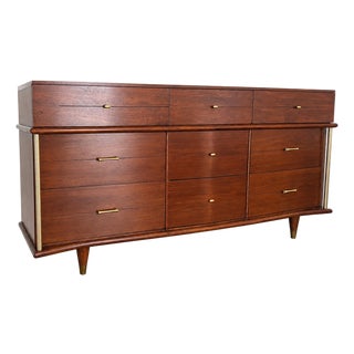 Vintage Restored Mid Century Modern Mengel 9 Drawer Dresser For Sale