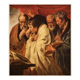 1956 After Jacob Jordaens "The Four Evangelists", Vintage Full-Color Print For Sale