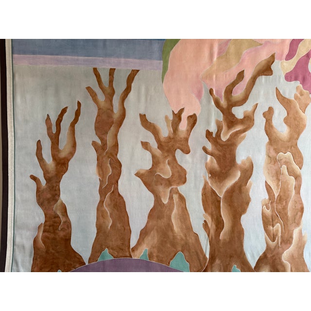 Brown Hand-Dyed Tapestry Painting by French Artist, Marie-Laure Ilie, 1980s For Sale - Image 8 of 14