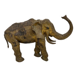 Monumental Luciano Bustamante Brass Patchwork Elephant Sculpture, 1970's For Sale