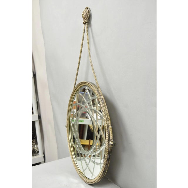 Contemporary Modern Hollywood Regency Round Etched Glass Hanging Wall Mirror For Sale - Image 9 of 13