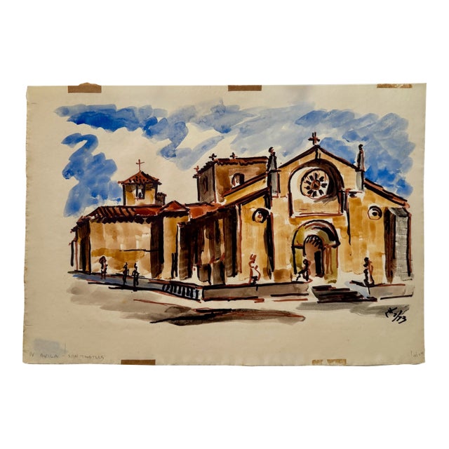 Henry Emil Salloch Original Watercolor on Paper San Thomas, 1973. For Sale