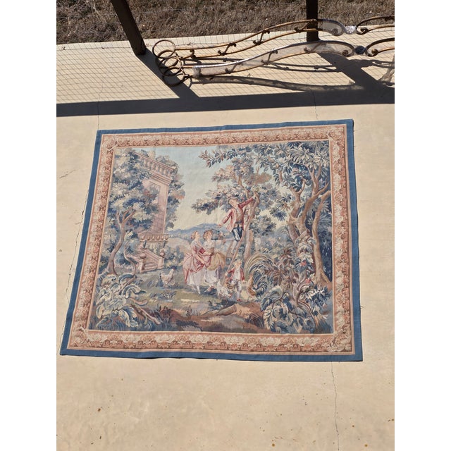 Aubusson Style French Tapestry "The Cherry Pickers" For Sale - Image 14 of 14
