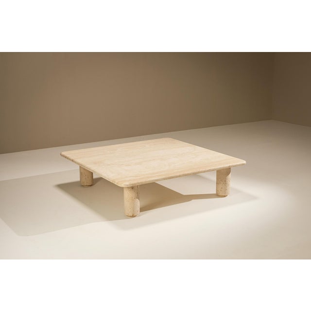 Mid-Century Modern Square Travertine Coffee Table, Italy, 1970s For Sale - Image 3 of 13