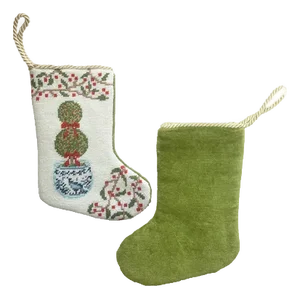 Holiday Topiary Needlepoint Stocking, Large