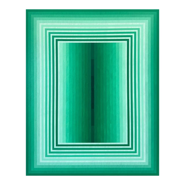 Contemporary Abstract Acrylic on Canvas "Extended Light (Emerald)" by Andy Harwood For Sale