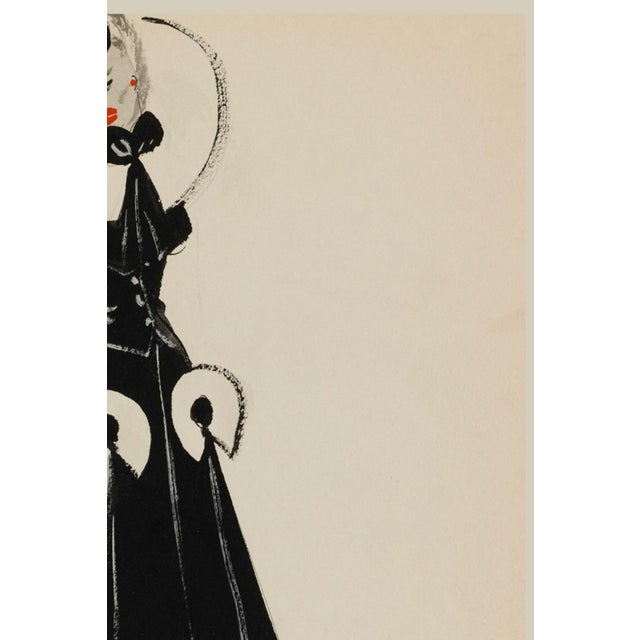 Vintage French Fashion Art Print – Black Coat With White Fur Collar, 30" X 40" For Sale In Buffalo - Image 6 of 9