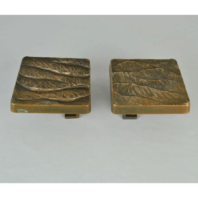 Push Pull Door Handles in Bronze Relief of Waves, 1970s, Set of 4 For Sale - Image 3 of 10