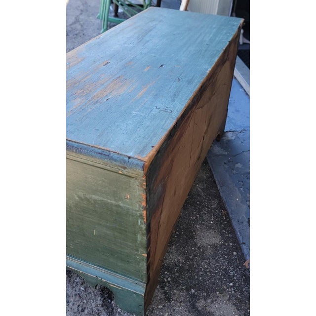 19th Century Original Blue Painted Blanket Chest For Sale - Image 4 of 9