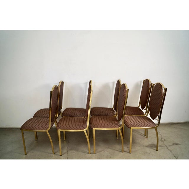 1970s 1970’s Italian Hollywood Regency Brass Dining Chairs - Set of 8 For Sale - Image 5 of 12